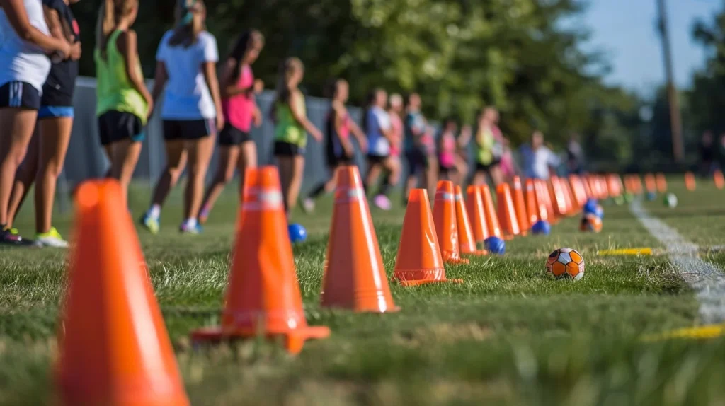 team doing cones drills